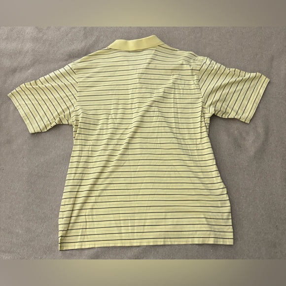 Masters Performance Mens L Yellow Striped Polo Shirt Golf Stretch Short Sleeve - Picture 6 of 7